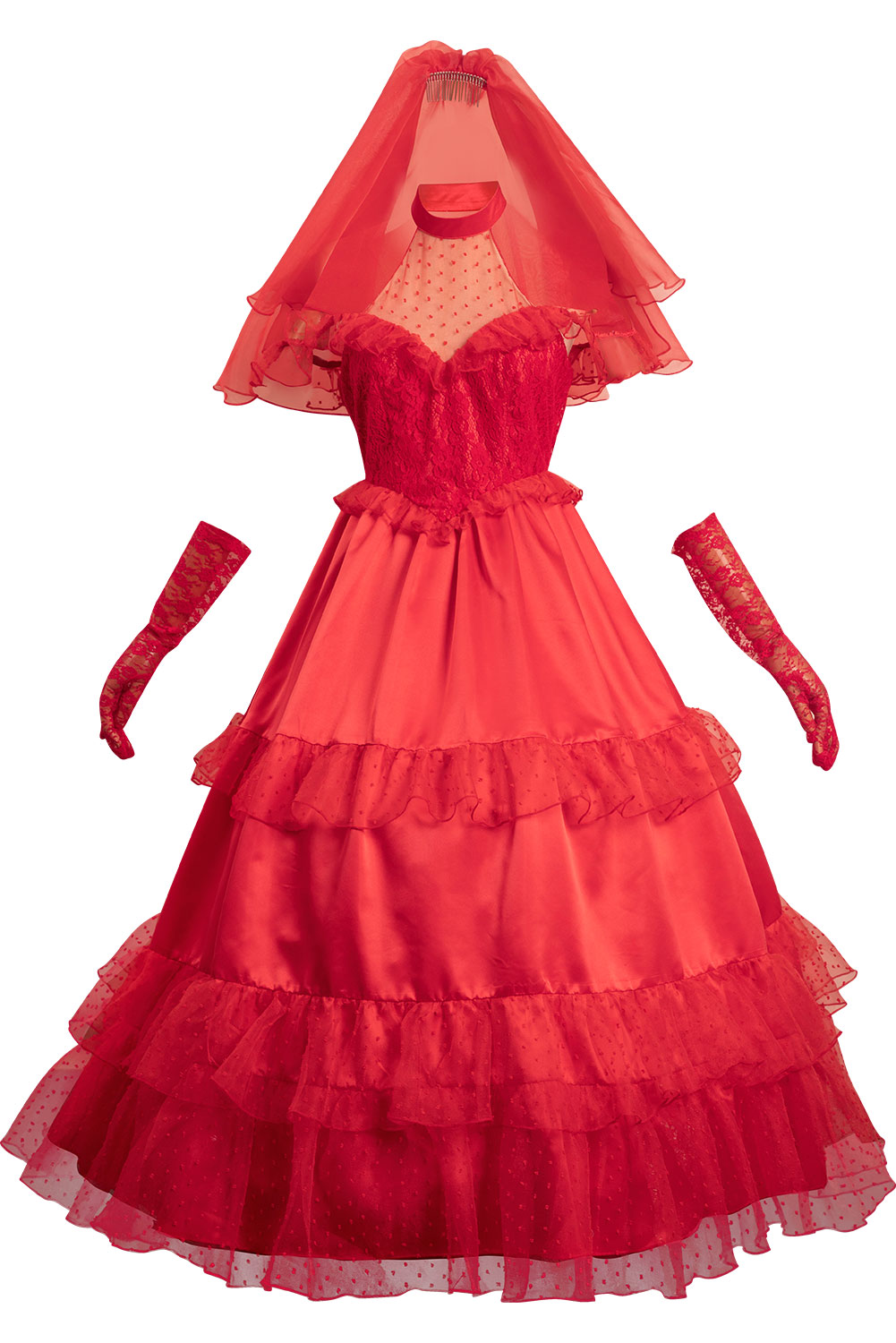 Movie Beetlejuice Re-create Lydia Red Wedding Dress Outfits Halloween Carnival Suit Cosplay Costume