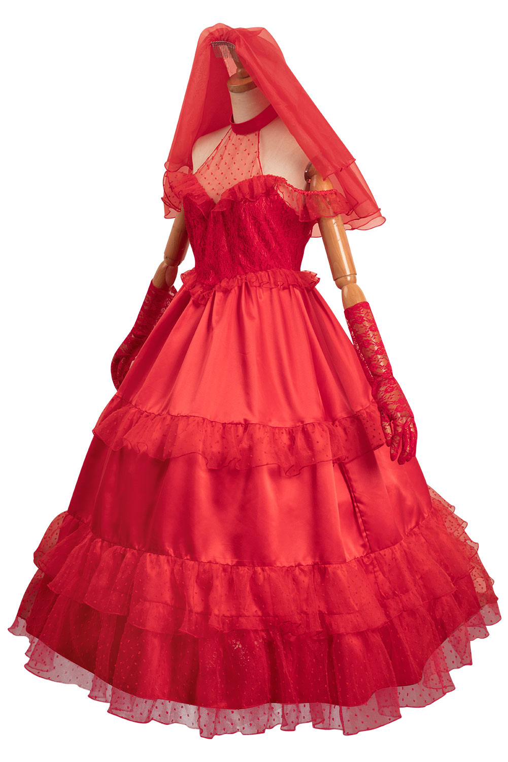 Movie Beetlejuice Re-create Lydia Red Wedding Dress Outfits Halloween Carnival Suit Cosplay Costume