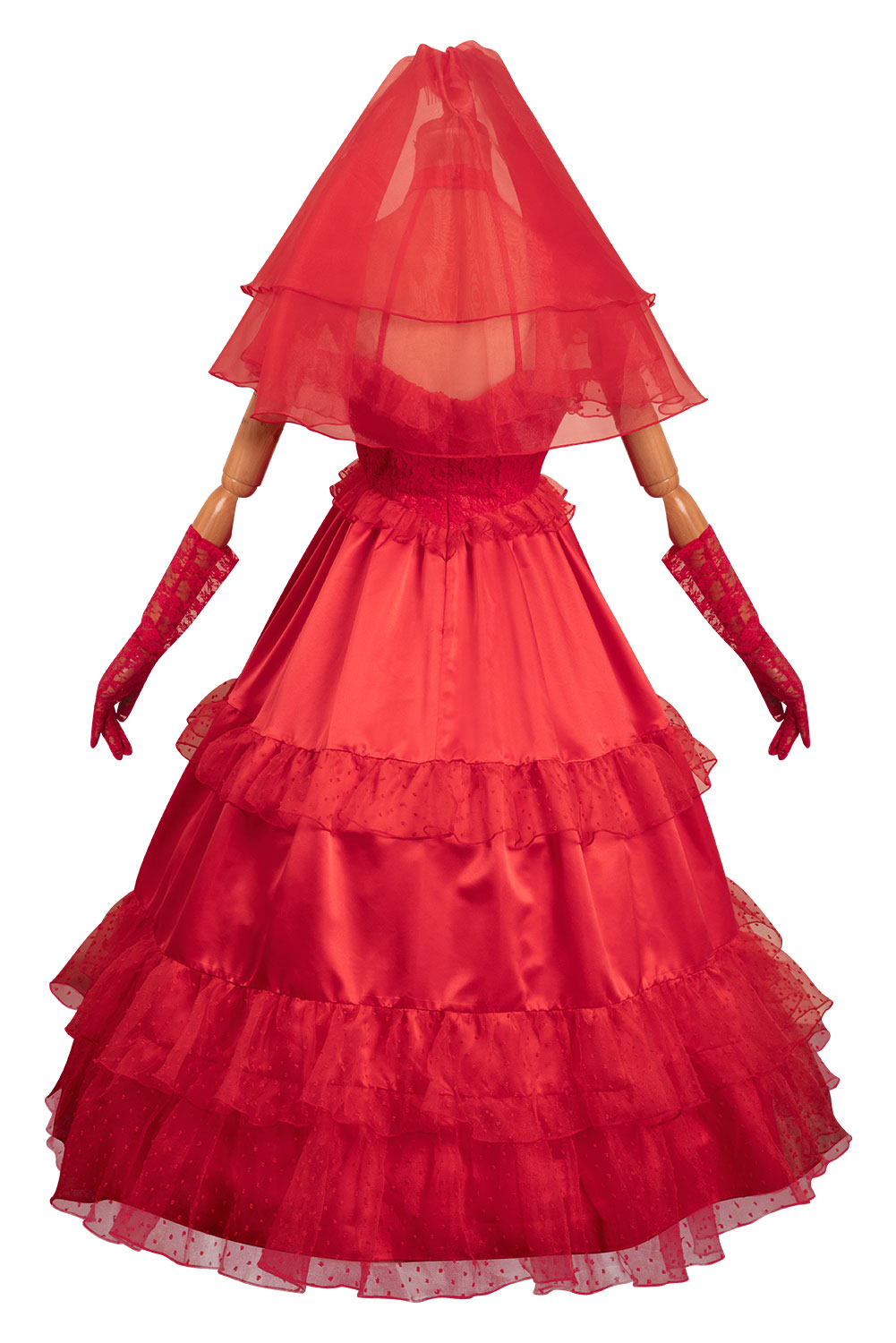 Movie Beetlejuice Re-create Lydia Red Wedding Dress Outfits Halloween Carnival Suit Cosplay Costume