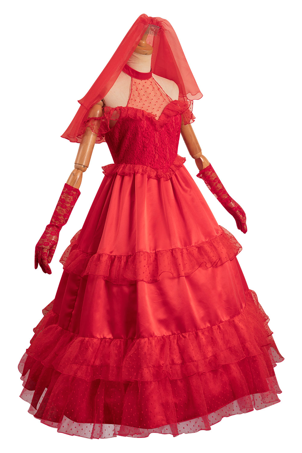 Movie Beetlejuice Re-create Lydia Red Wedding Dress Outfits Halloween Carnival Suit Cosplay Costume
