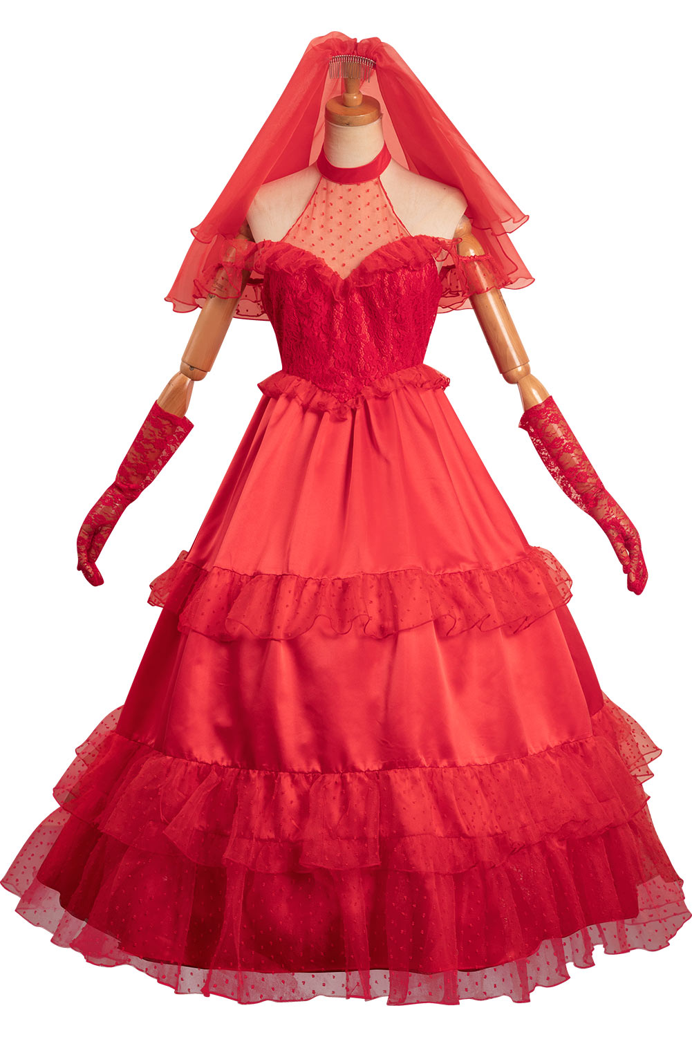Movie Beetlejuice Re-create Lydia Red Wedding Dress Outfits Halloween Carnival Suit Cosplay Costume