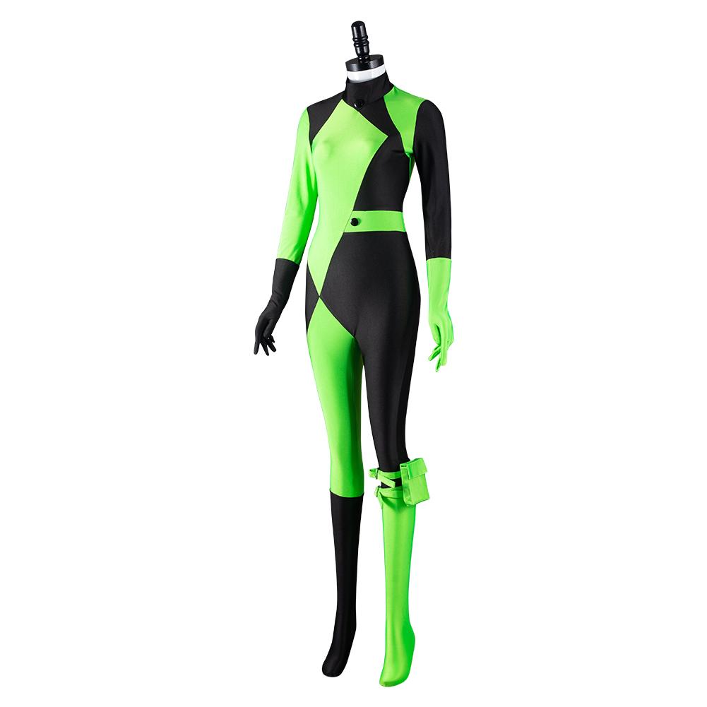 Kim Possible Shego Cosplay Costume Adult Jumpsuit Halloween Carnival Suit