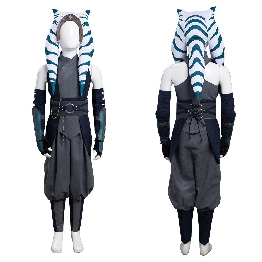 TV Star Wars The Mandalorian Ahsoka Tano Kids Cosplay Costume Festival Party Outfit