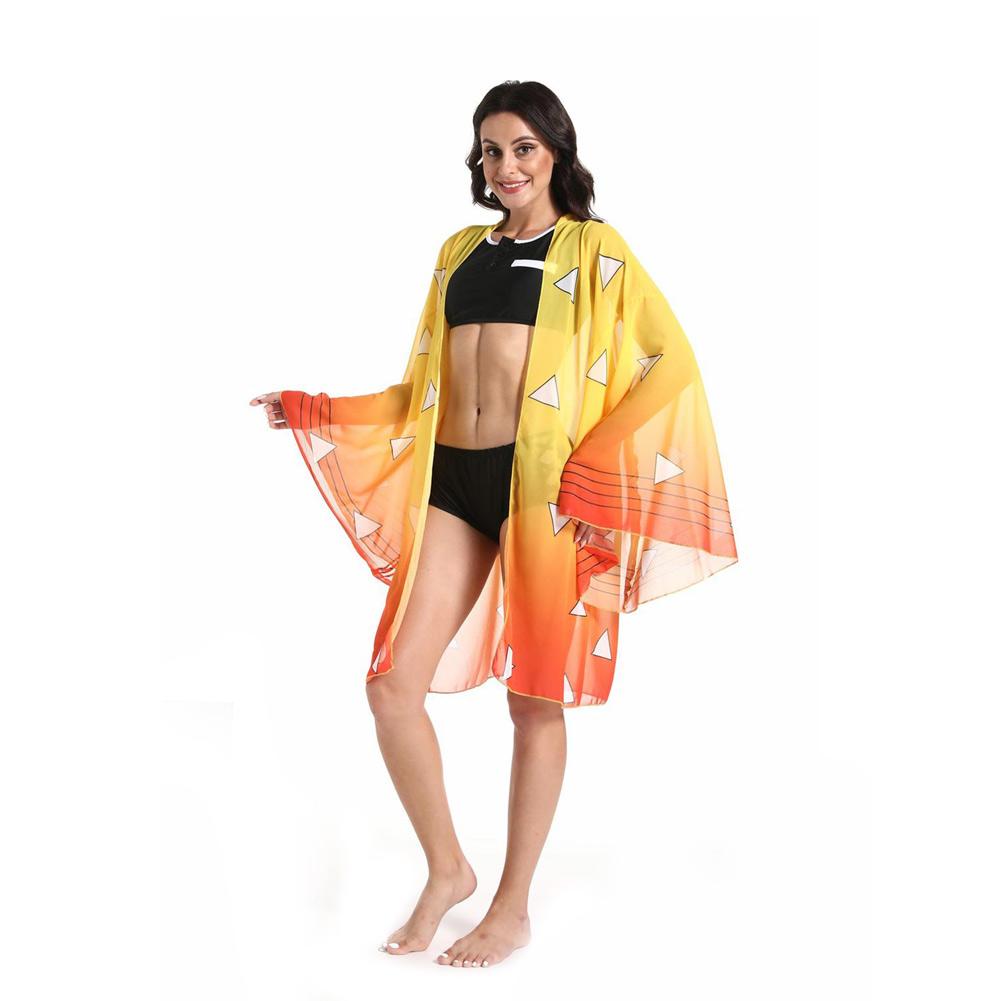 Anime Demon Slayer Kimetsu no Yaiba Agatsuma Zenitsu Bikini Beach Swimsuit Set Cosplay Costume
