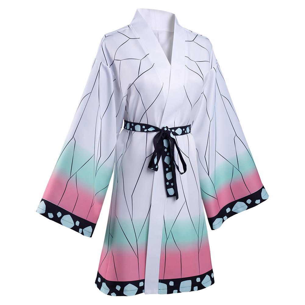 Anime Kimetsu no Yaiba Kochou Shinobu Cosplay Costume Cloak Earings Belt Outfits Halloween Carnival Suit