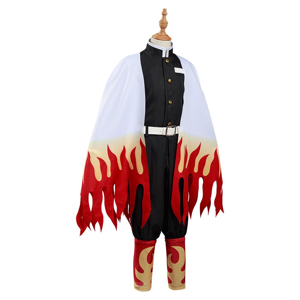 Demon Slayer: Kimetsu no Yaiba Rengoku Kyoujurou Kids Children Coat Pants Cloak Outfits Cosplay Costume Halloween Carnival Suit