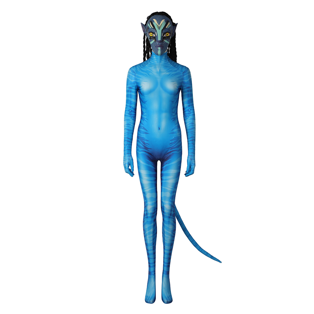 Movie Avatar：The Way of Water Neytiri Cosplay Costume Jumpsuit Mask Outfits Halloween Carnival Suit