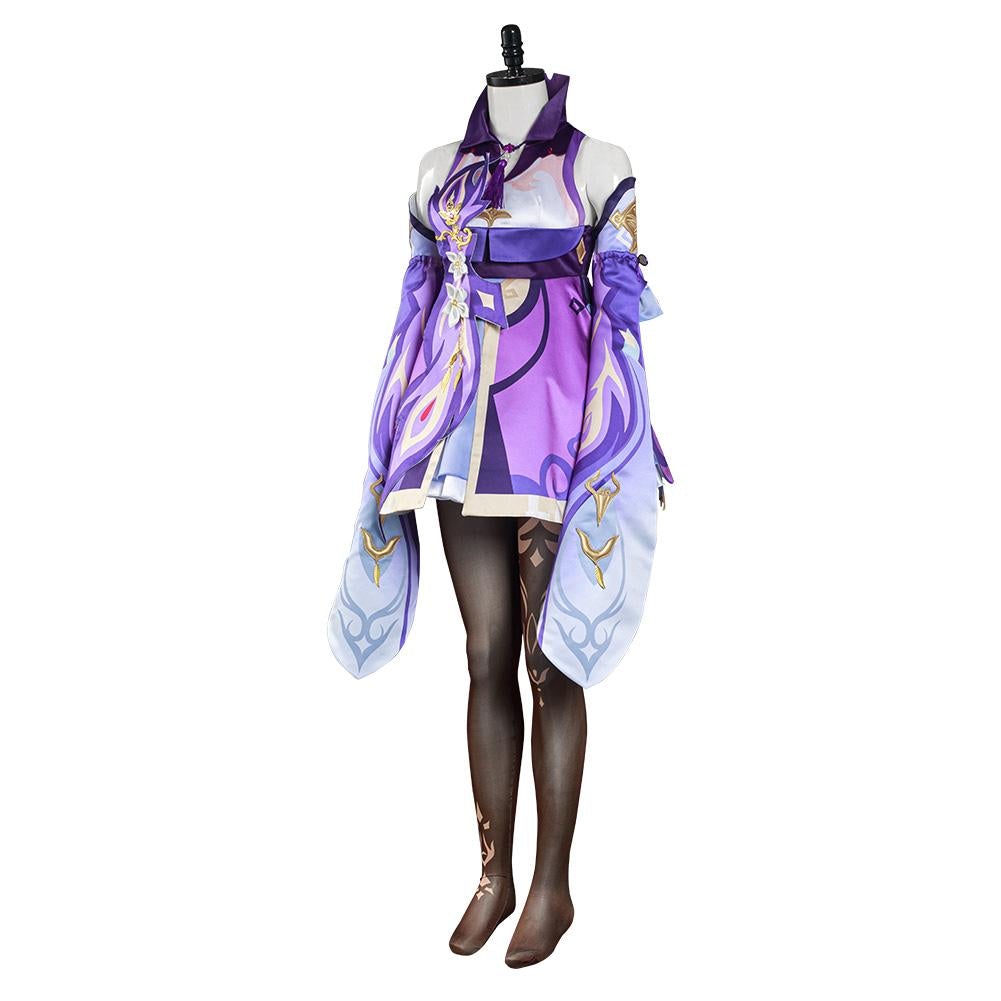 Game Genshin Impact Keqing Cosplay Costume Skirt Dress Outfit Set Festival Carnival Christmas