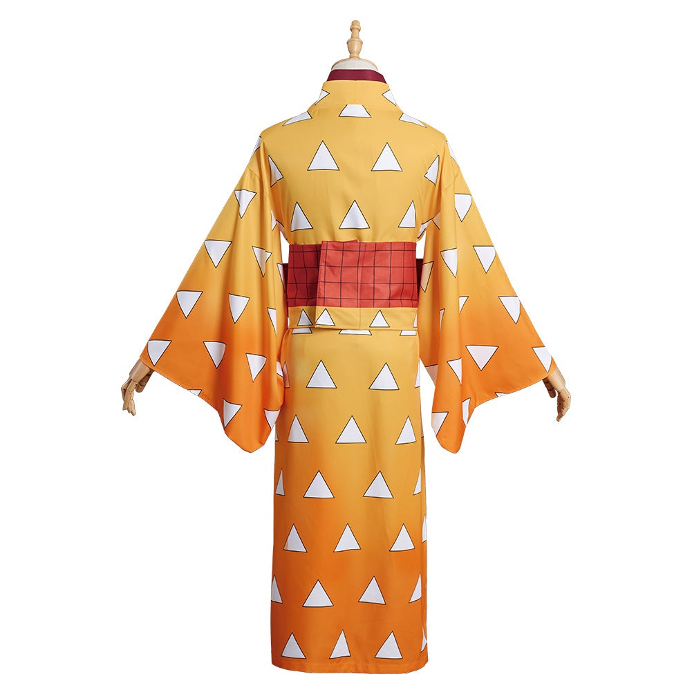 Anime Demon Slayer Agatsuma Zenitsu Kimono Cosplay Costume Festival Dress Party Outfit 