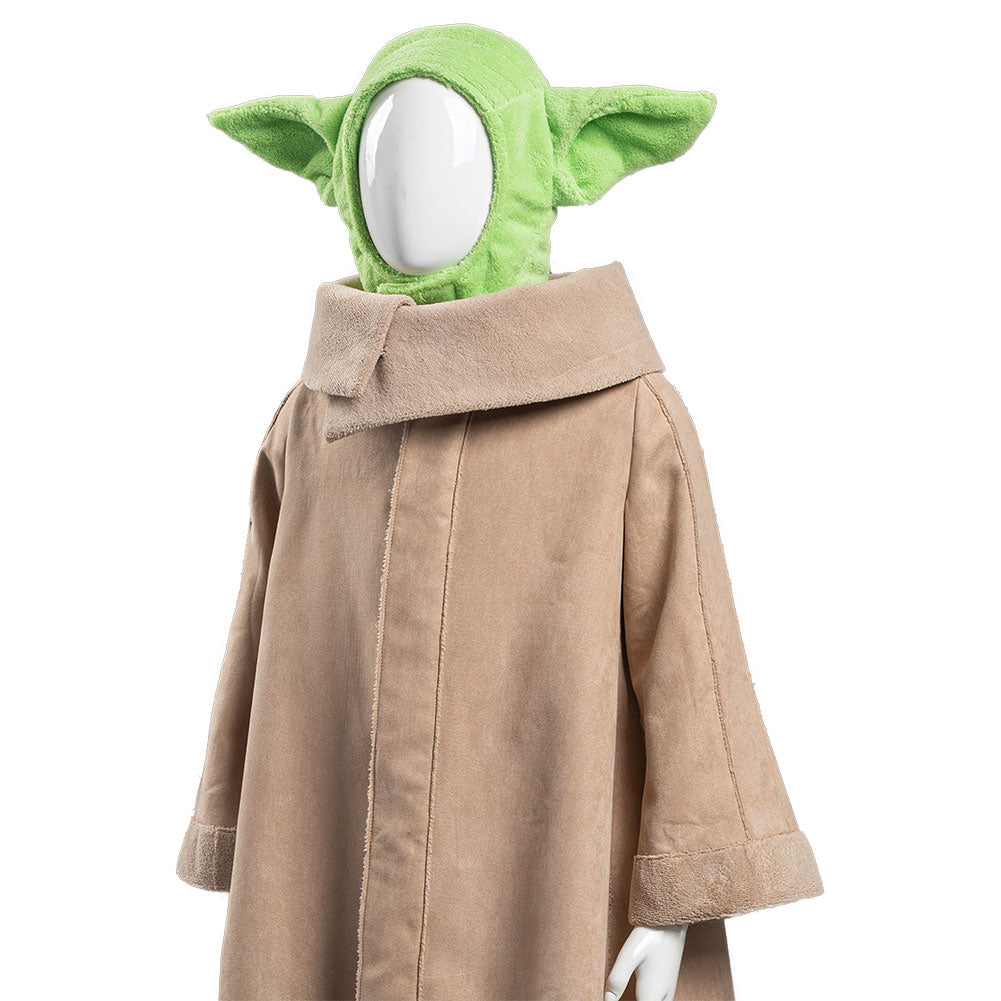 TV The Mandalorian -Baby Yoda Robe Hat Outfits Halloween Carnival Suit Cosplay Costume For Kids