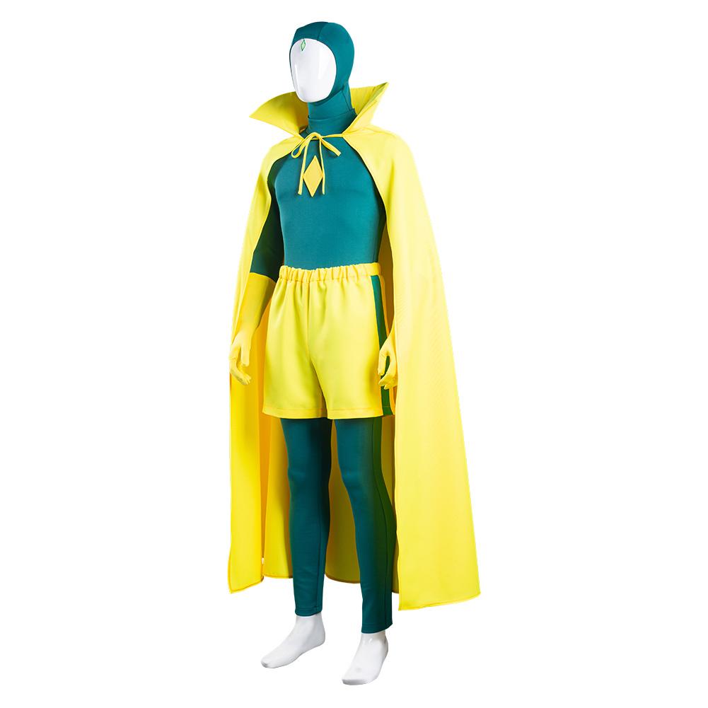 WandaVision Vision Jumpsuit Cloak Outfits Cosplay Costume Halloween Carnival Suit