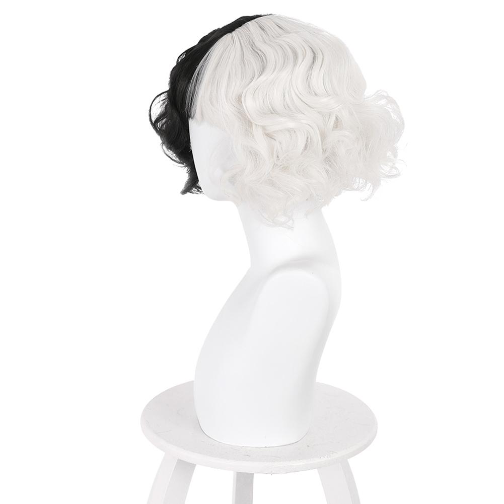 Cruella Movie Cruella de Vil Cosplay Wig Heat Resistant Synthetic Hair Carnival Halloween Party Props