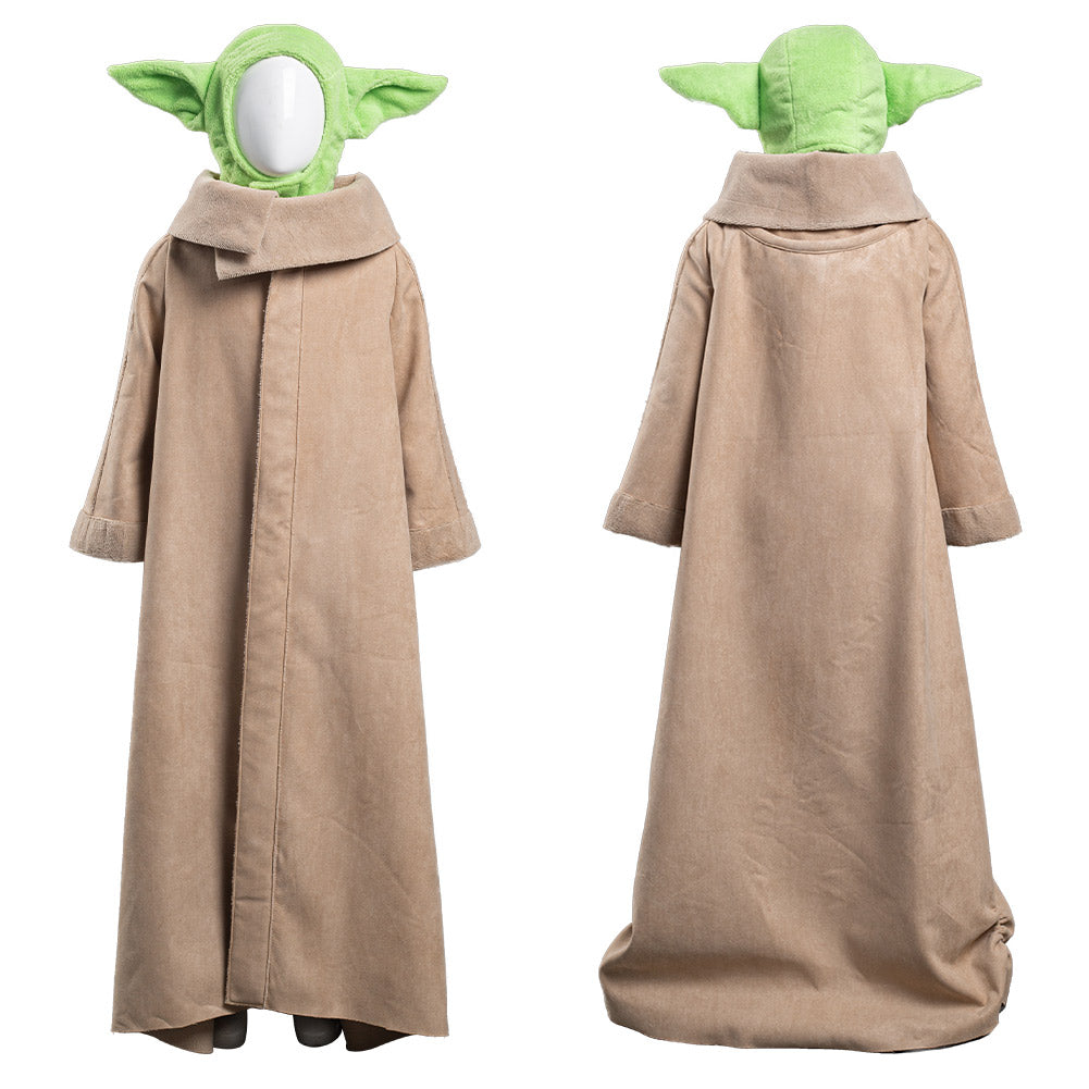TV The Mandalorian -Baby Yoda Robe Hat Outfits Halloween Carnival Suit Cosplay Costume For Kids