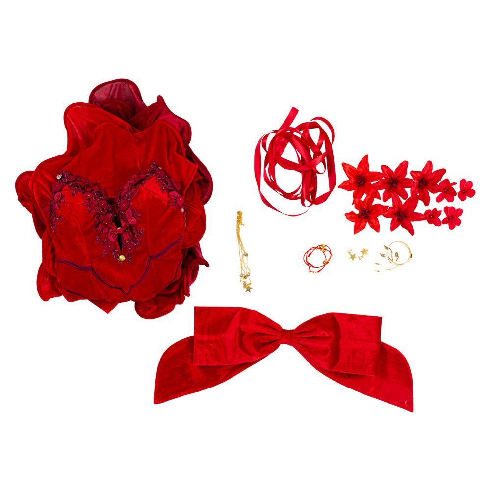 Game Final Fantasy VII Remake Aerith Aeris Gainsborough Cosplay Costume Red Party Dress Halloween