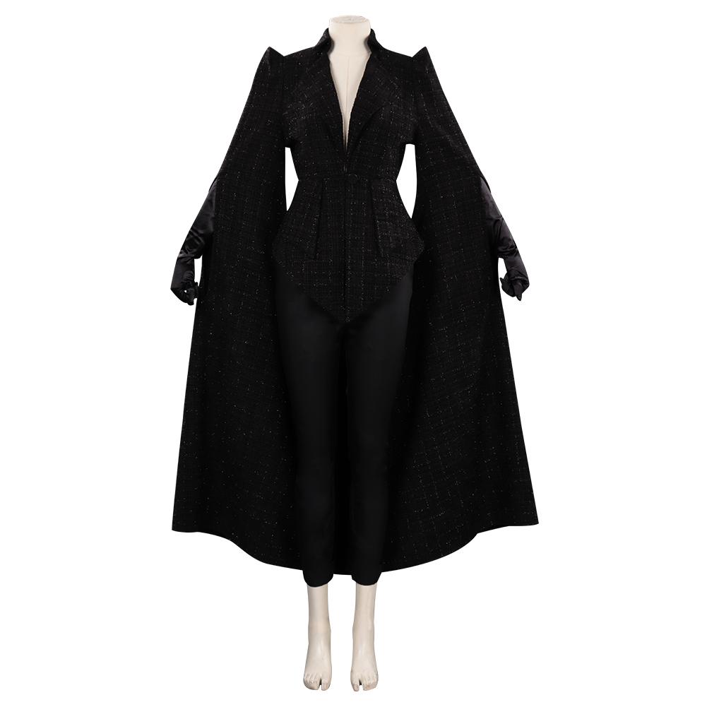 Cruella Black Coat Outfit Cosplay Costume Halloween Carnival Suit