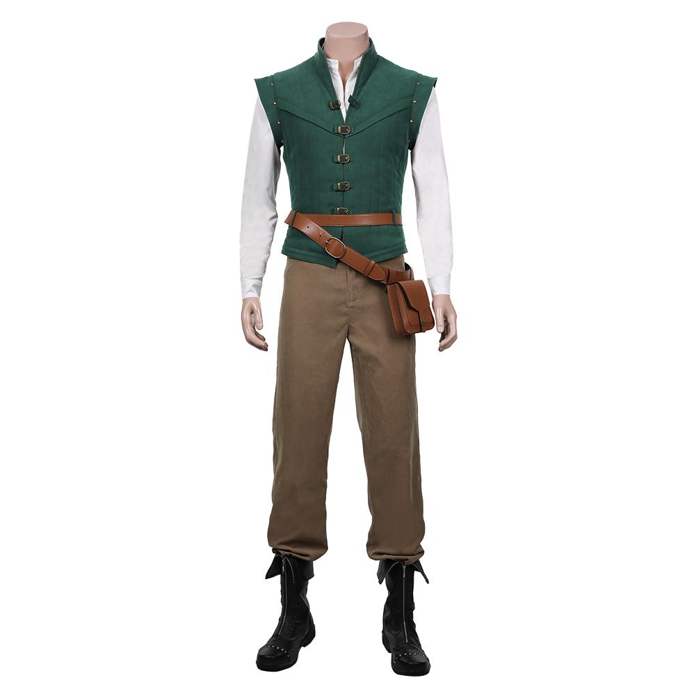 Anime Tangled Flynn Rider Vest Shirt Outfits Cosplay Costume Halloween Carnival Suit