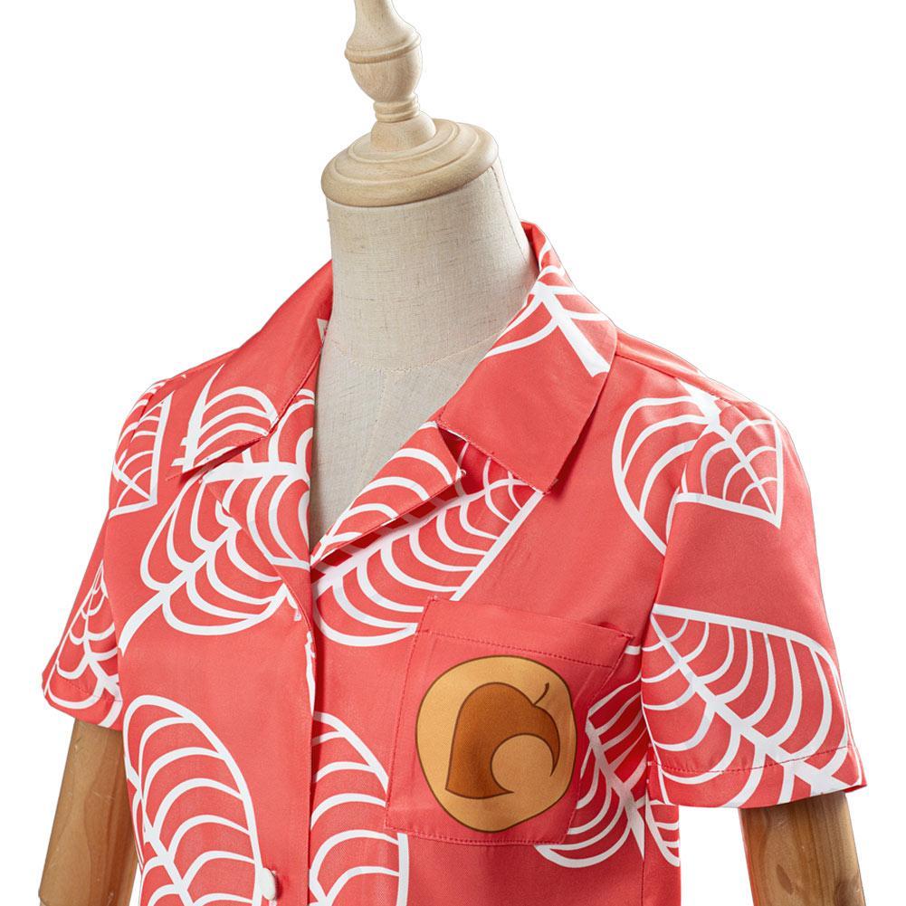Game Animal Crossing Isabelle Cosplay Costume Women Short Sleeve Shirts Top