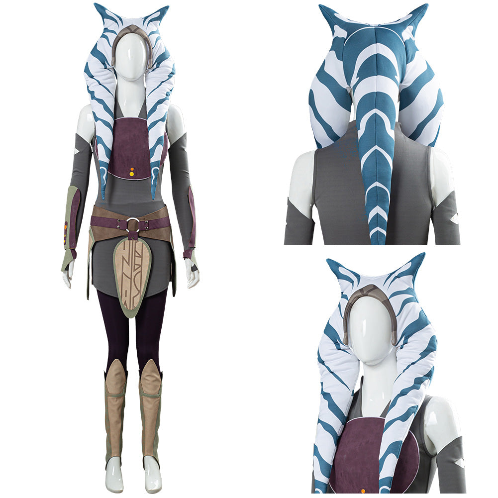 Movie Star Wars Rebels Ahsoka Tano Women Dress Outfit Halloween Carnival Costume Cosplay 