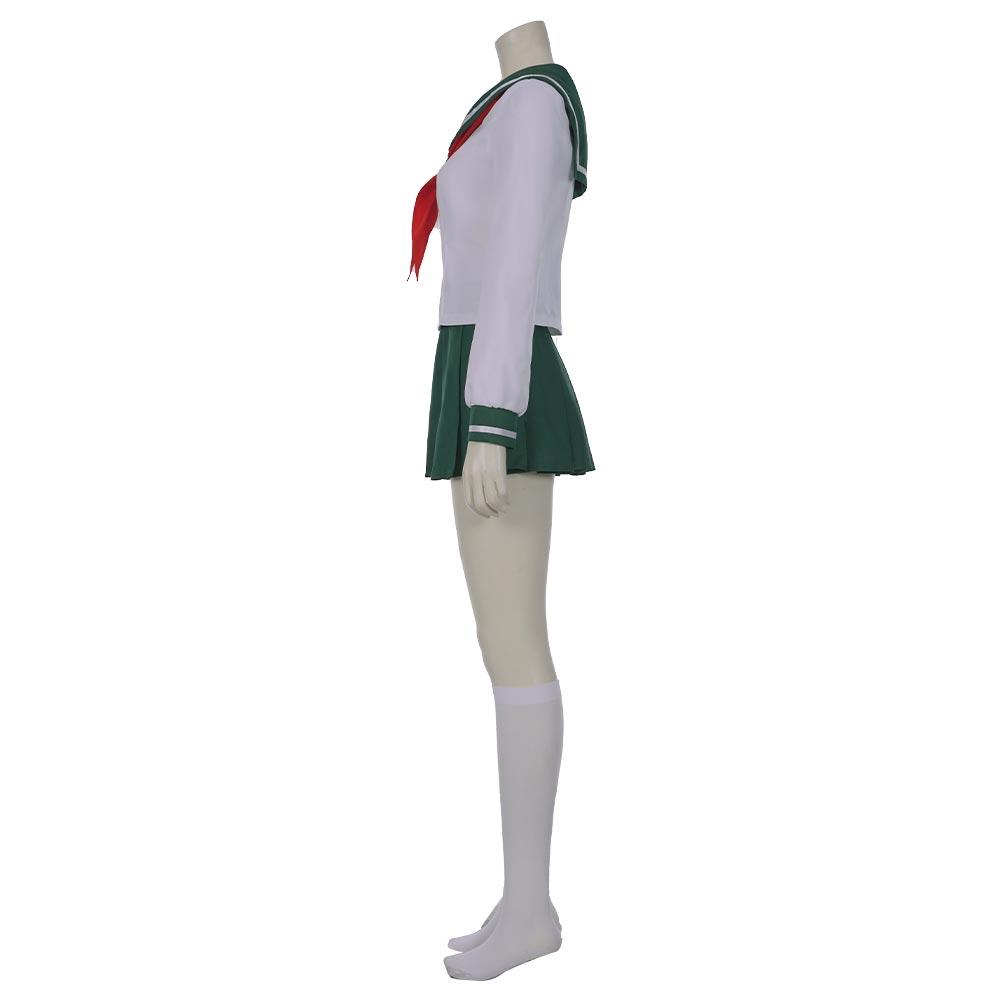 Anime InuYasha Kagome Higurashi Women Girls Uniform Skirt Outfit Cosplay Costume Halloween Carnival Costume