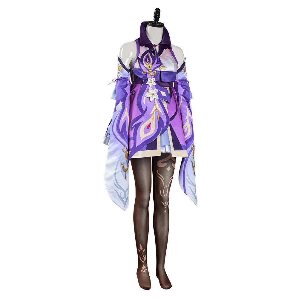 Game Genshin Impact Keqing Cosplay Costume Skirt Dress Outfit Set Festival Carnival Christmas