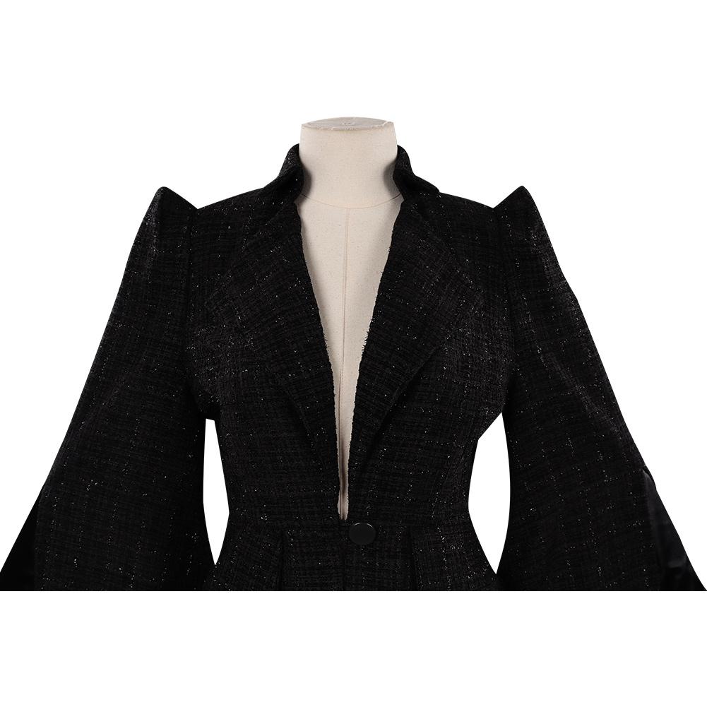 Cruella Black Coat Outfit Cosplay Costume Halloween Carnival Suit