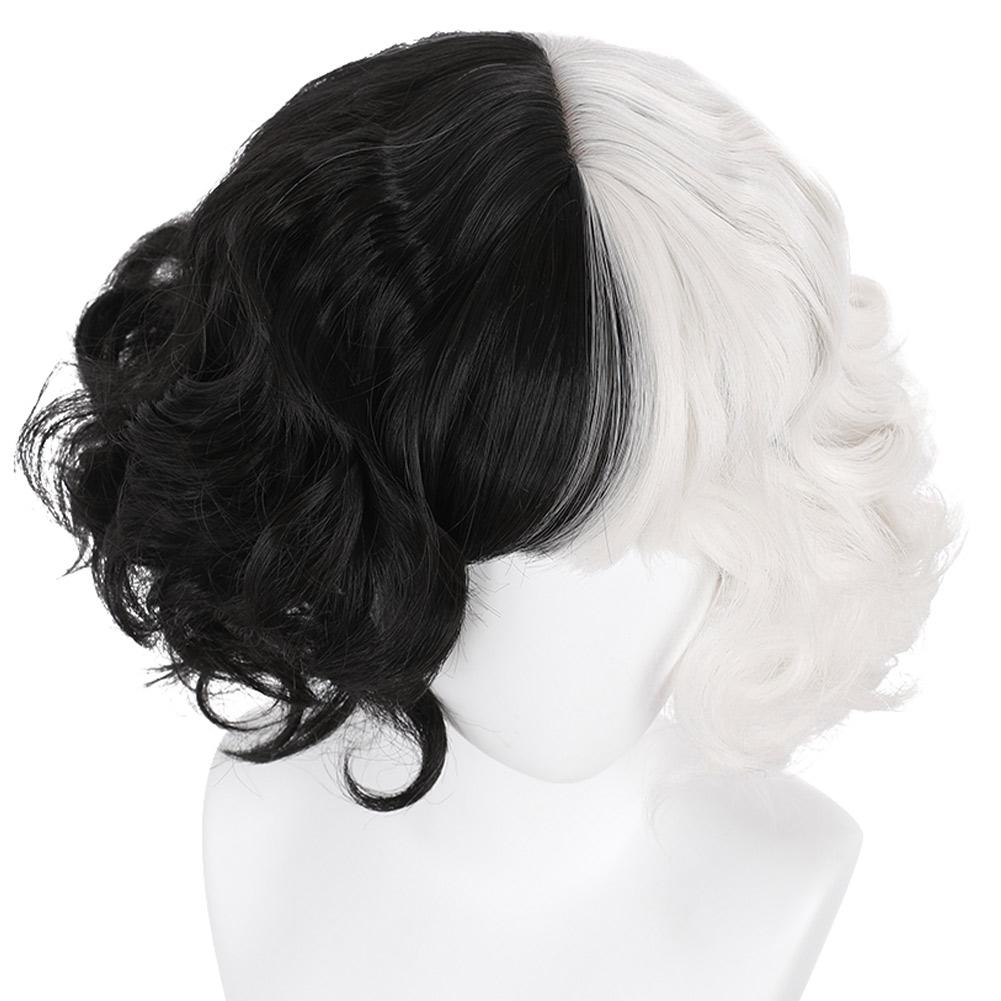 Cruella Movie Cruella de Vil Cosplay Wig Heat Resistant Synthetic Hair Carnival Halloween Party Props