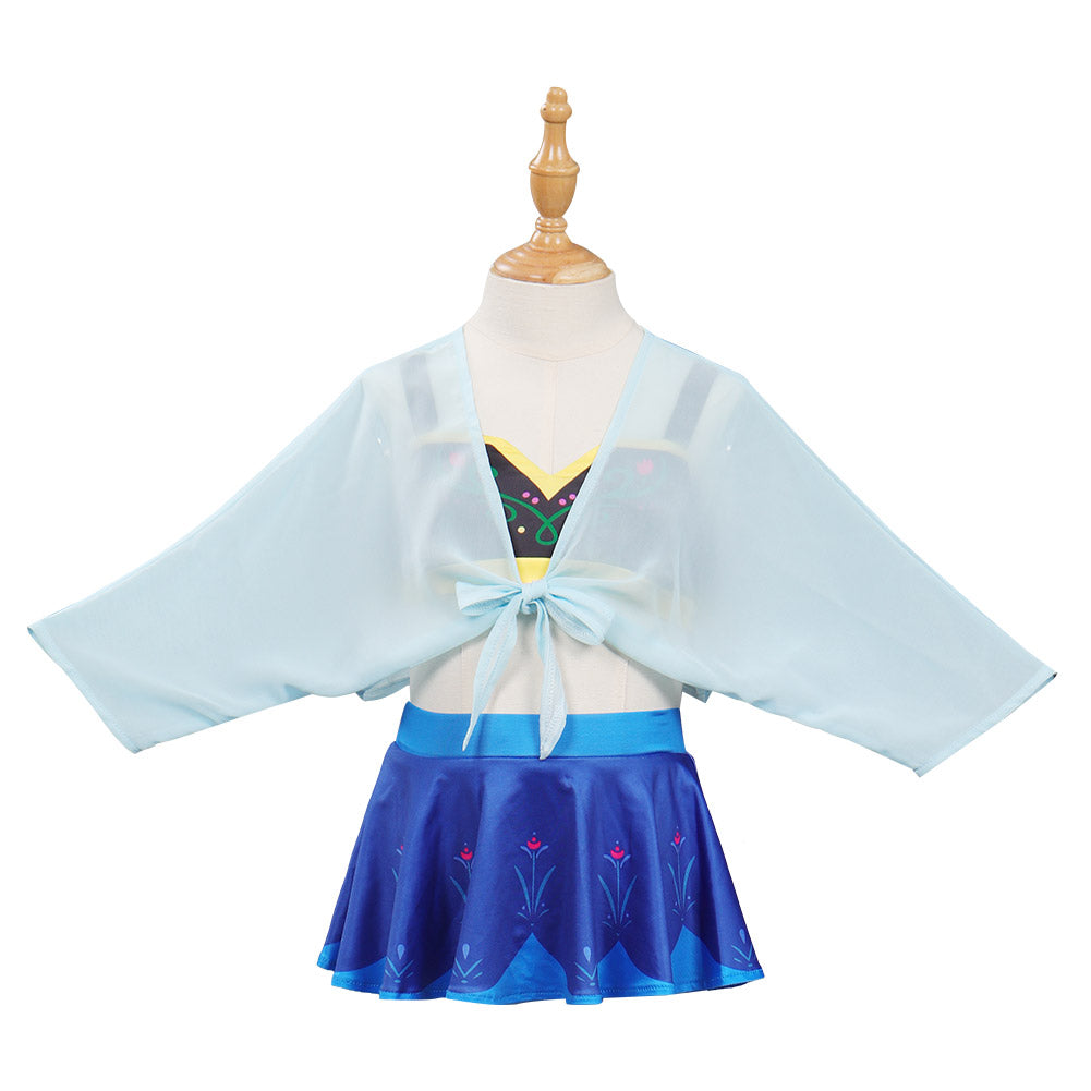 Movie Frozen Anna Kids Cosplay Costume Skirt Dress Festival 