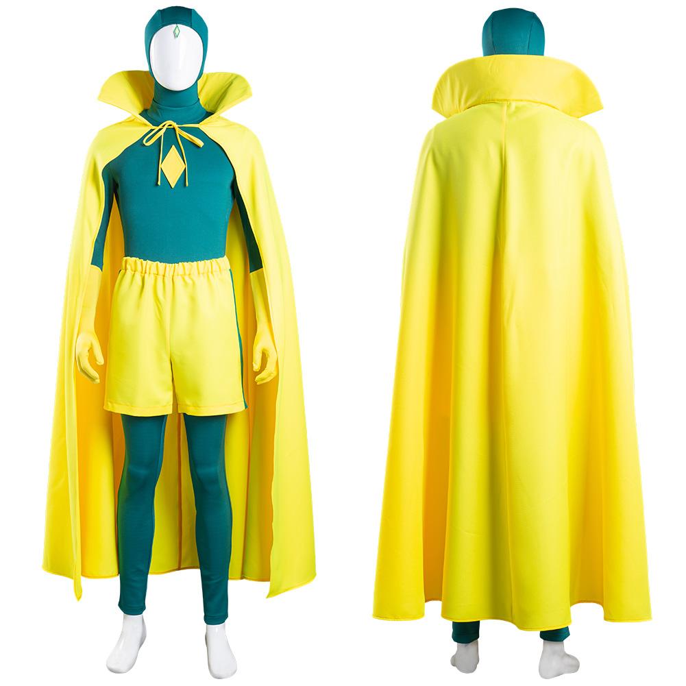 WandaVision Vision Jumpsuit Cloak Outfits Cosplay Costume Halloween Carnival Suit