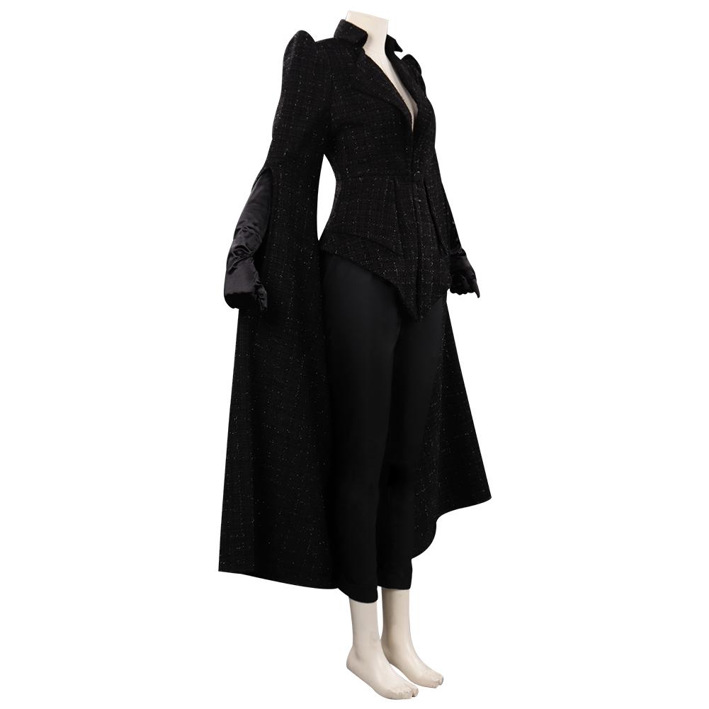 Cruella Black Coat Outfit Cosplay Costume Halloween Carnival Suit