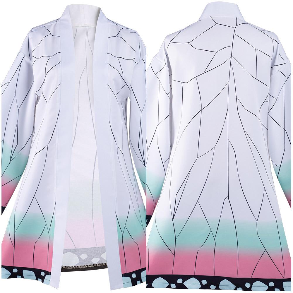 Anime Kimetsu no Yaiba Kochou Shinobu Cosplay Costume Cloak Earings Belt Outfits Halloween Carnival Suit