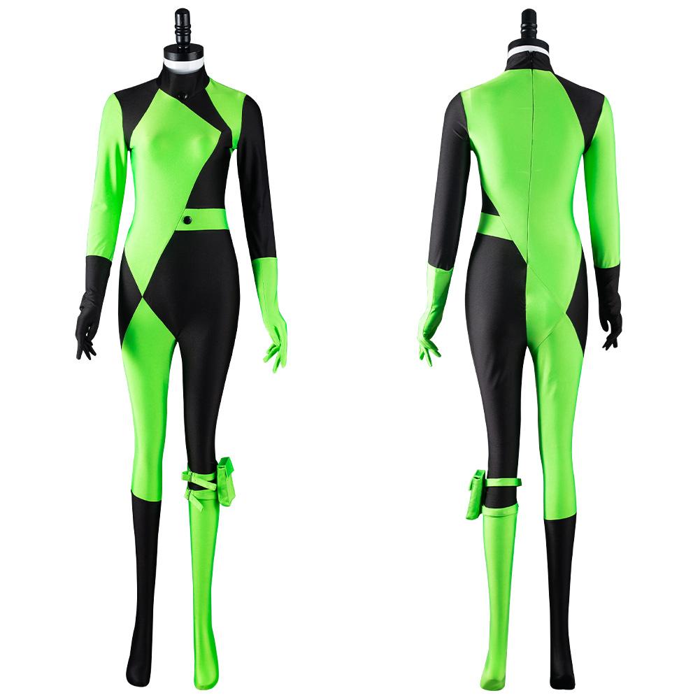 Kim Possible Shego Cosplay Costume Adult Jumpsuit Halloween Carnival Suit