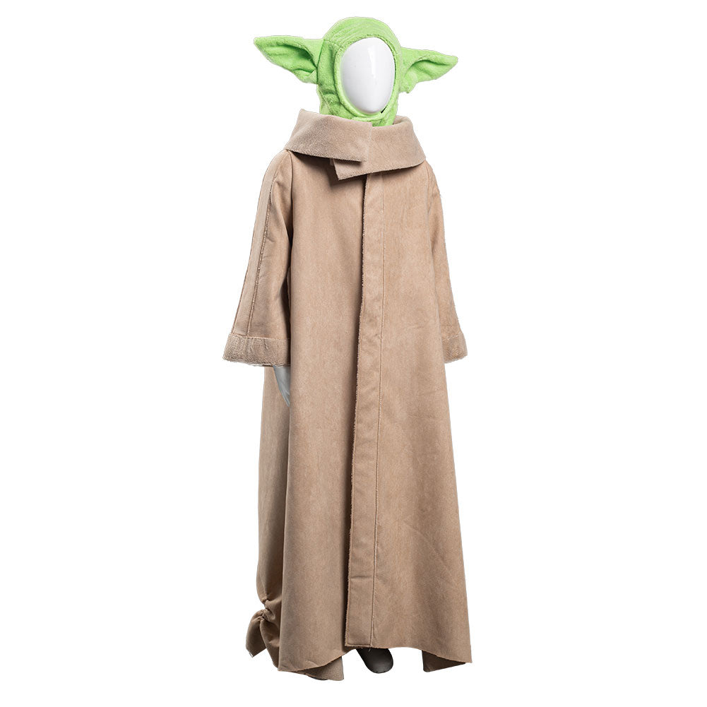 TV The Mandalorian -Baby Yoda Robe Hat Outfits Halloween Carnival Suit Cosplay Costume For Kids