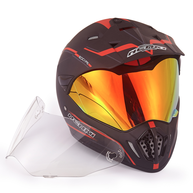 NENKI NK-313 Adventure Dual Sport Enduro Helmets ECE Approved With Sun Visor Small, Black Blue Matt