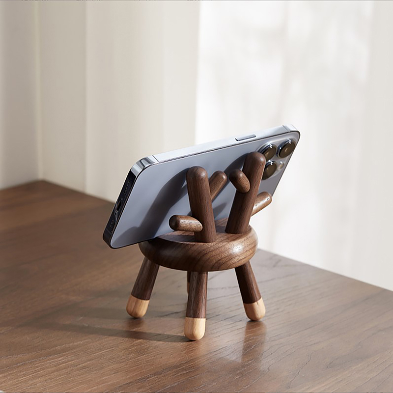 Walnut Wooden Phone Stand, Beech iPad Holder, Wood Park Chair Shape Phone Holder For Desk, Phone Accessories，Decoration On The Table