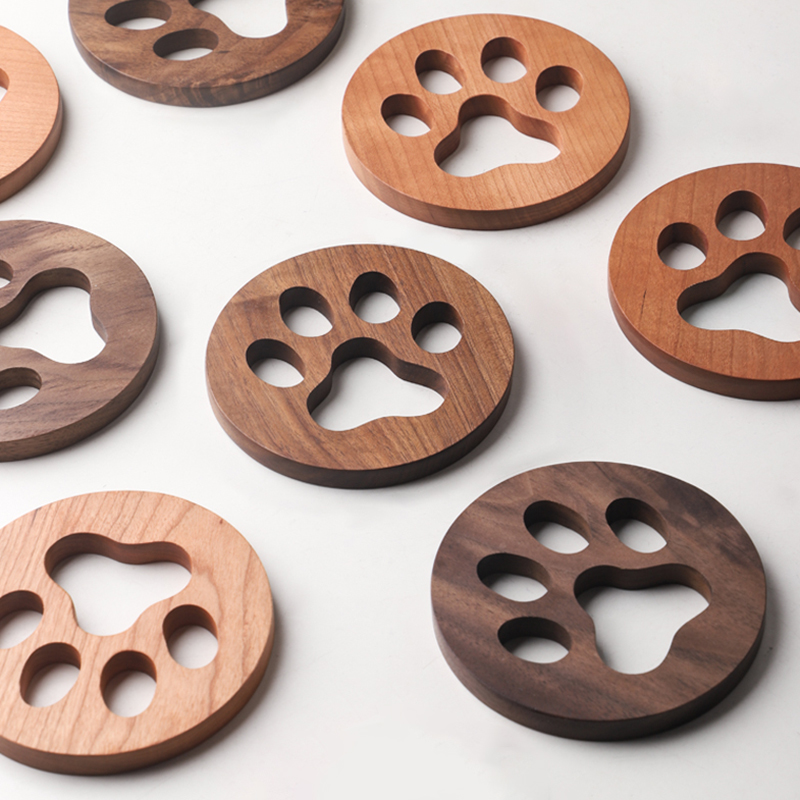Wooden Cat Paw Coaster