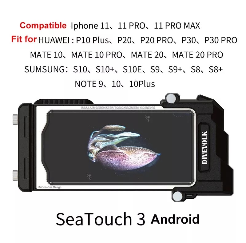 Scuba Diving DIVEVOLK Seatouch 3 Pro Waterproof Phone Housing Underwater Case For Phone 6 6+ 7 8 9 11 Max For Huawei SUMSUNG