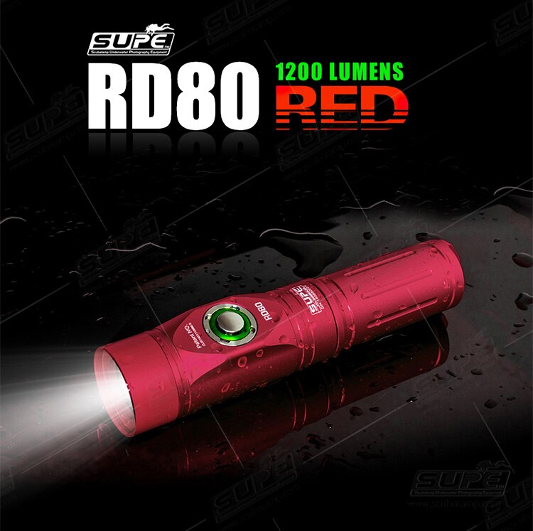 Supe Rd80 Diving Light Red Filter Flashlight 1200 Lumens