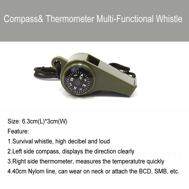 Diving Compass Thermometer Multi-Functional Safety Whistle