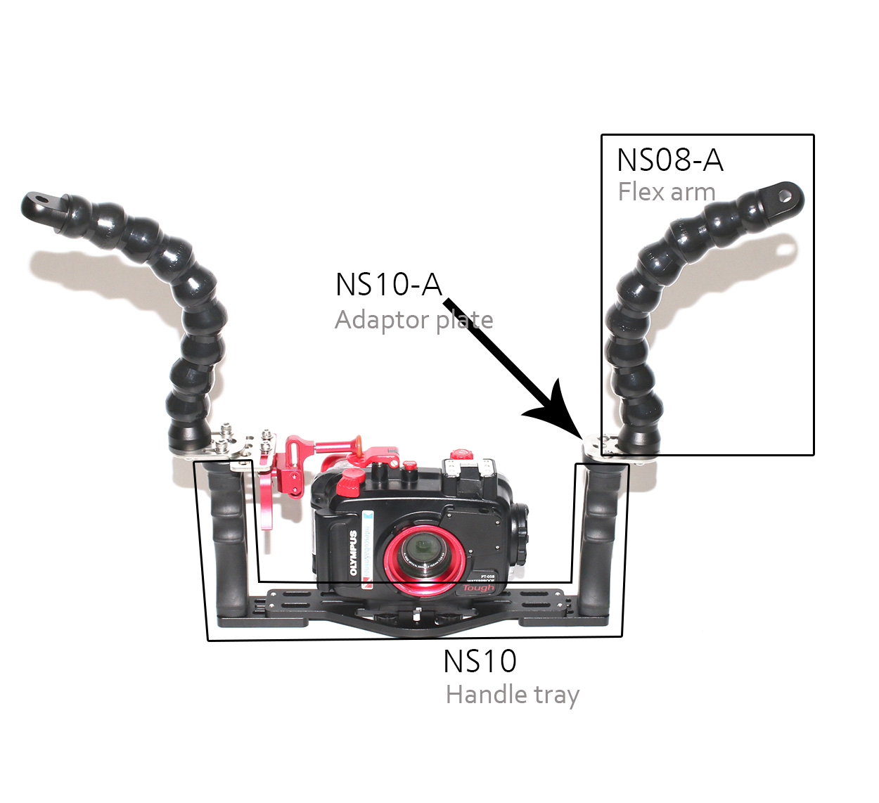 NS10-A flex arm adaptor plate for NS10 tray