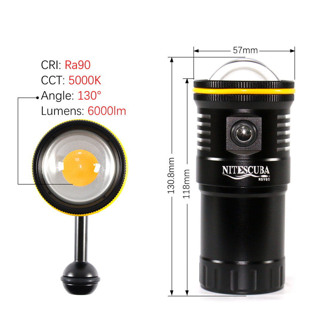 NSV60 dive video light CRI 90
