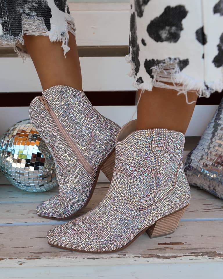 Harlow Clear Rhinestone Booties