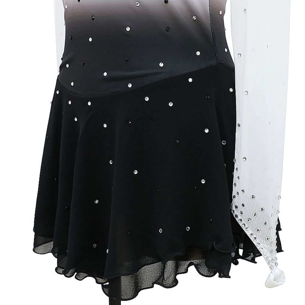 Ice Skating Dress Women's Girls' Ice Skating Dress Purple White Gradient Color Mesh Spandex High Elasticity Practice Competition Skating Wear Crystal / Rhinestone Long Sleeve Ice Skating Winter