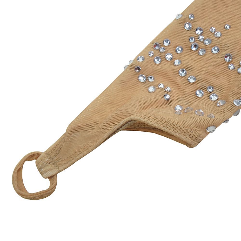 Girls Ice Figure Skating Dress Women's White Gradient Cross Spandex High Elasticity Training Competition Skating Wear Handmade Crystal / Rhinestone Gradient Color Long Sleeve Ice Skating