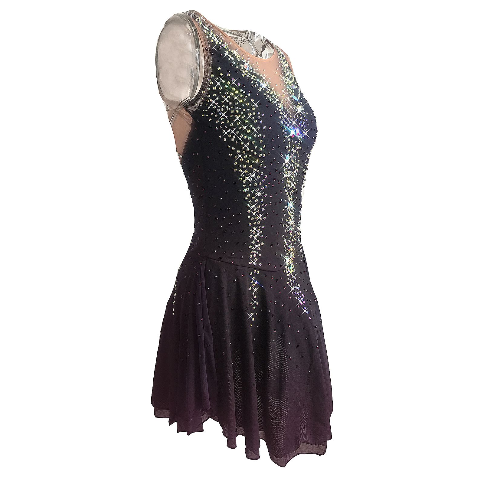 Handmade Figure Skating Dress Women's Girls' Ice Skating Dress Black Red Spandex High Elasticity Practice Competition Skating Wear Crystal / Rhinestone Long Sleeve Ice Skating Winter