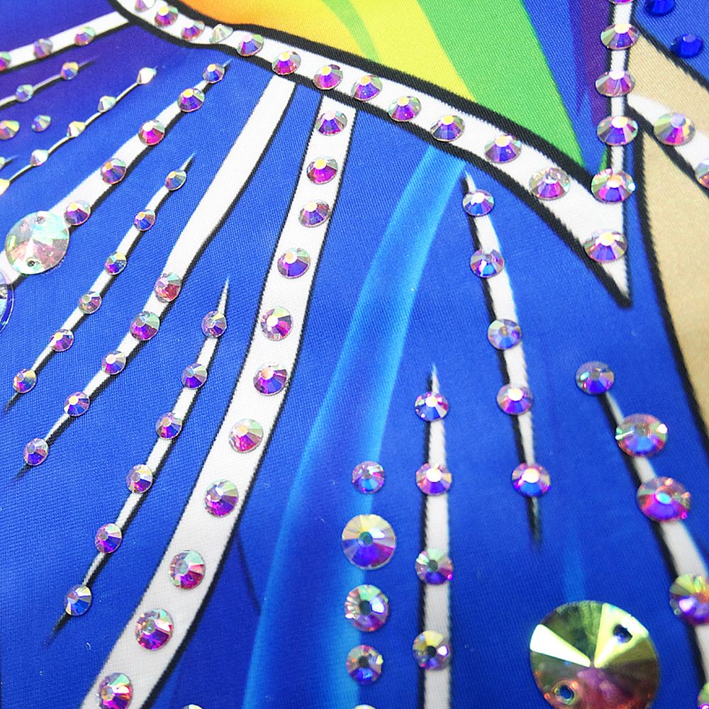 LUHUO Rhythmic Gymnastics Leotards Women's Girls' Kids Dance Blue Heart Kids Spandex High Elasticity Handmade Long Sleeve Competition Dance Ice Skating Dress