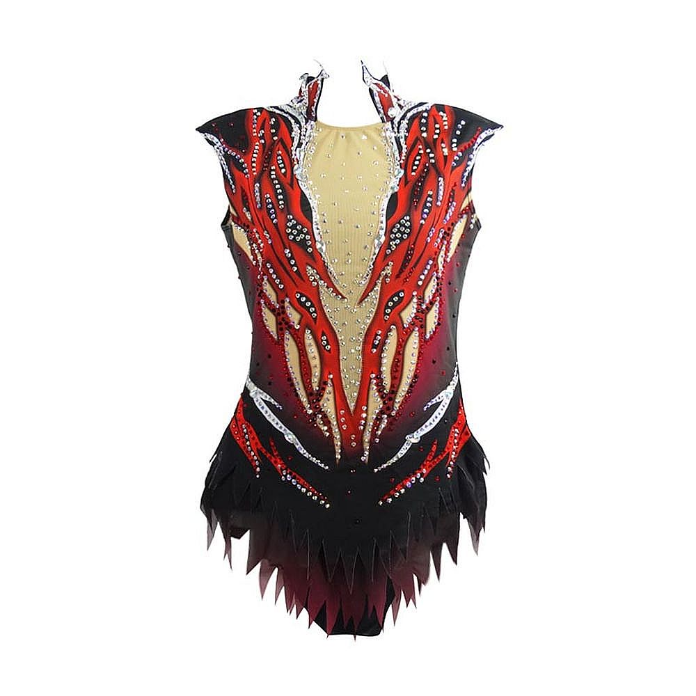 Rhythmic Gymnastics Leotards Red Artistic Gymnastics Leotards Women's Girls' Kids Leotard Spandex High Neck Breathable Yellow