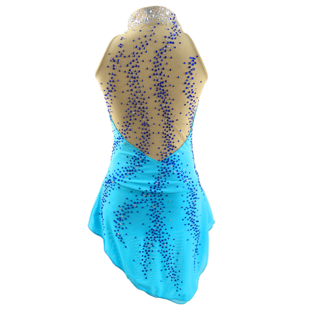 LIUHUO Figure Skating Dress Women's Ice Skating Dress Light Blue Leisure Sports Competition Skating Wear Breathable Solid Colored Long Sleeve Skating