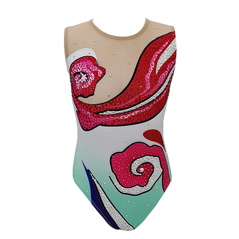 Figure Synchronized Swimming Suit Girls' Spandex Leotards Handmade Competition Dance  Dress