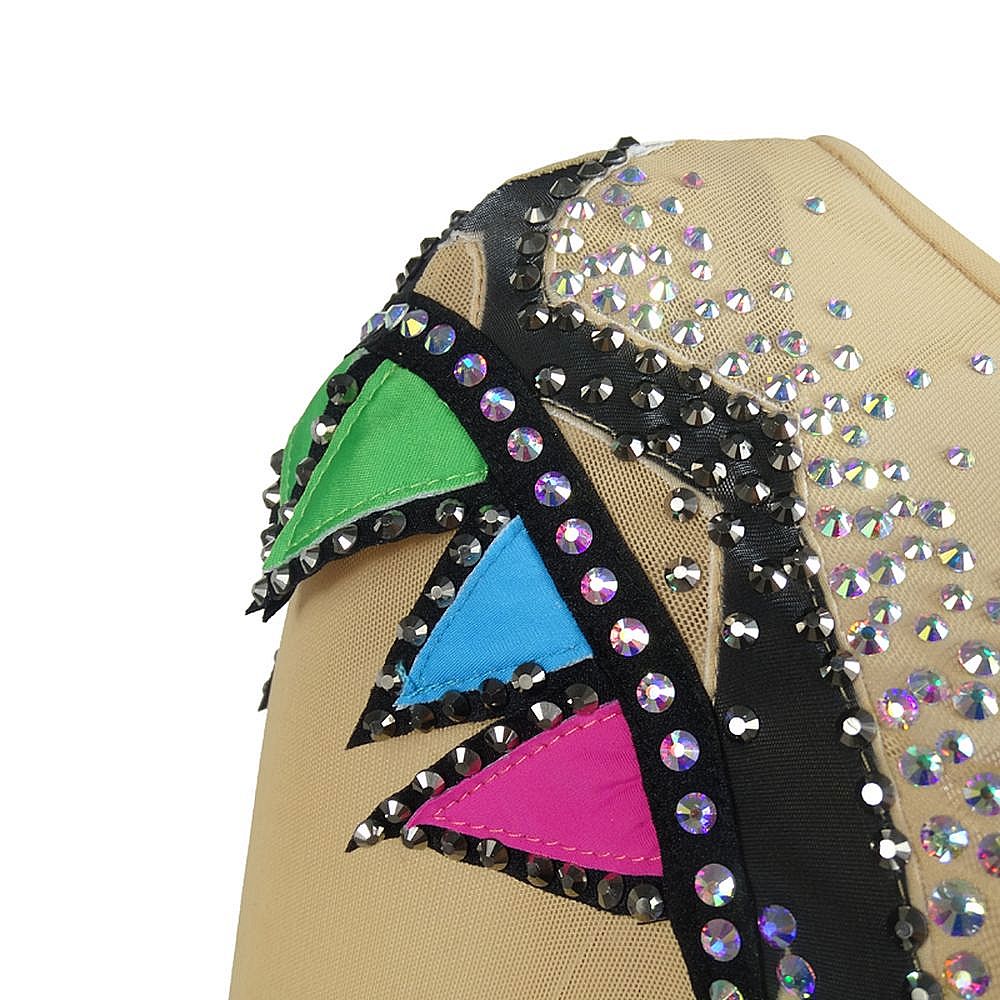 Women's Girls' Rhythmic Gymnastics Leotards Artistic Gymnastics Leotards Jeweled Light Black Spandex Dance Rhythmic Gymnastics Artistic Gymnastics Leotard Sleeveless Sport Activewear Handmade