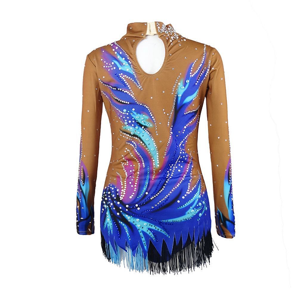 Rhythmic Gymnastics Leotards Girls Women Handmade Competition Dance Brown Figure Skating Dress Acrobatics Girls Gymnastics Artistic Leotard Pink